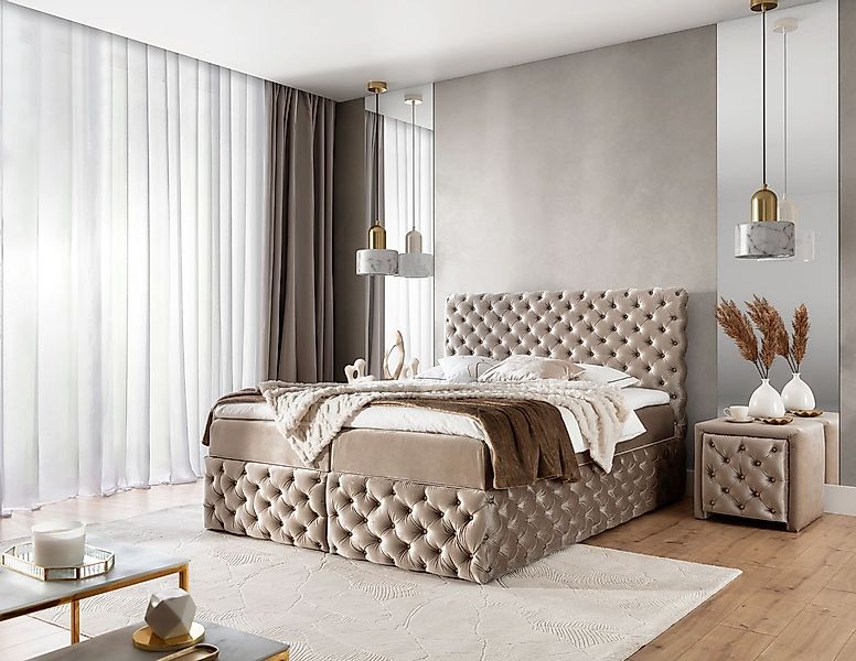 yourhouse24 Boxspringbett Castel im Chesterfield-Stil (mit zwei Bettkästen, günstig online kaufen