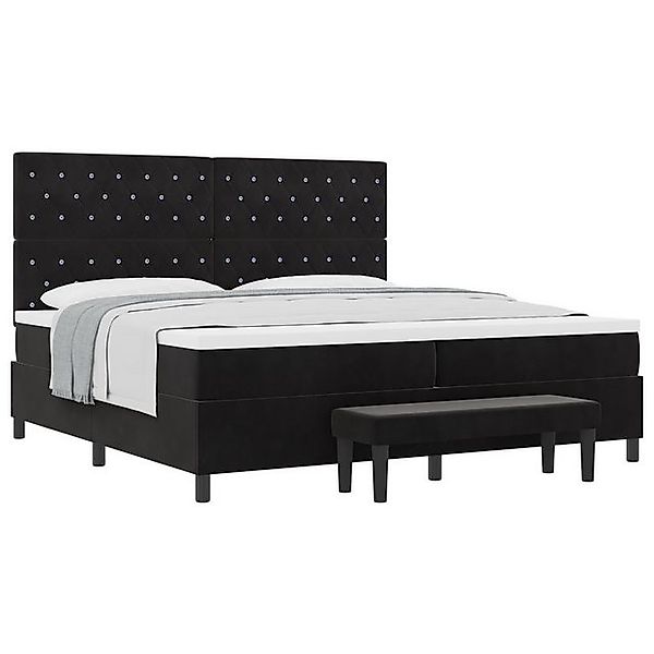 vidaXL Bett Boxspringbett mit Matratze & Bank Schwarz 200x200 cm Samt (2-tl günstig online kaufen