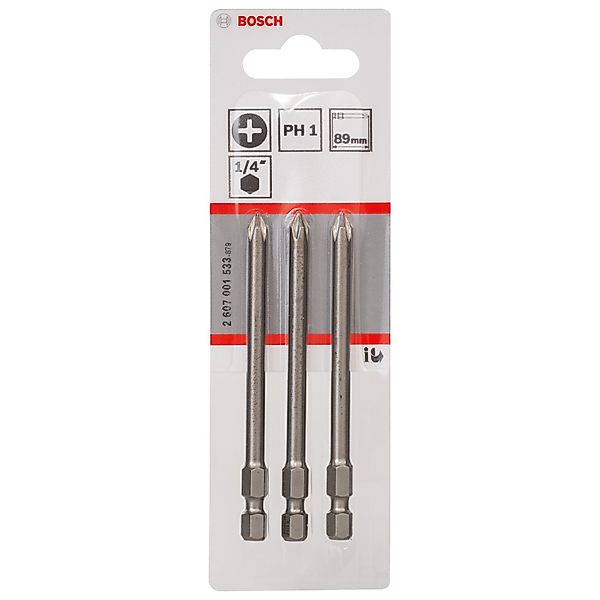 Bosch Schrauberbit Extra Hard PH1 89 mm 3 Stück günstig online kaufen