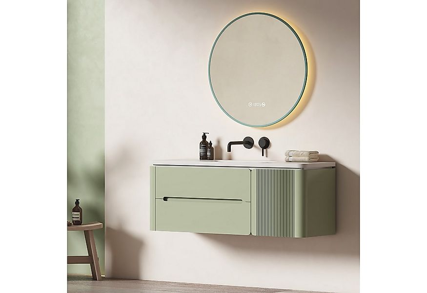 EMKE Badspiegel Rund mit Beleuchtung Dunkelgrüner Rahmen (Modell R9, Φ 60-8 günstig online kaufen