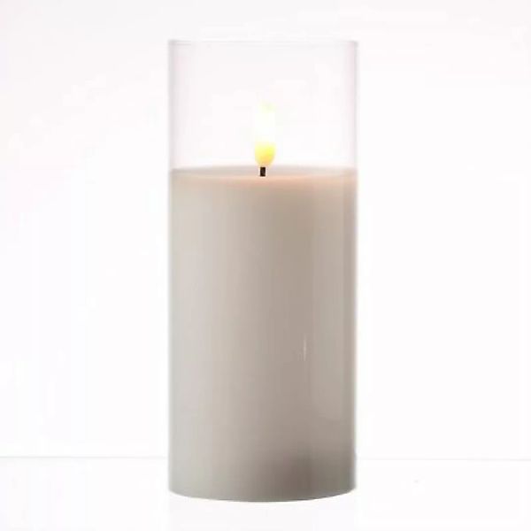 MARELIDA LED Kerze im Glas Windlicht flackernd D: 7,5cm H: 17,5cm weiß günstig online kaufen