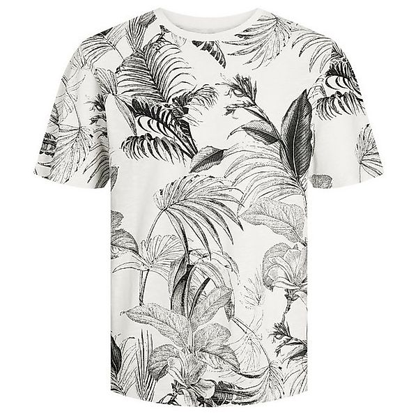 Jack & Jones Rundhalsshirt Große Größen T-Shirt offwhite-schwarz floral JJG günstig online kaufen