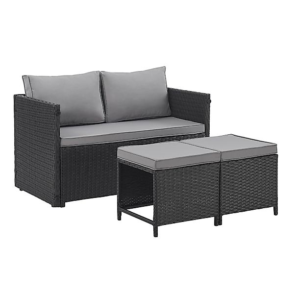 Svita Athina Sitzgruppe Outdoor Gartenmöbel Set Balkonmöbel Polyrattan Schw günstig online kaufen