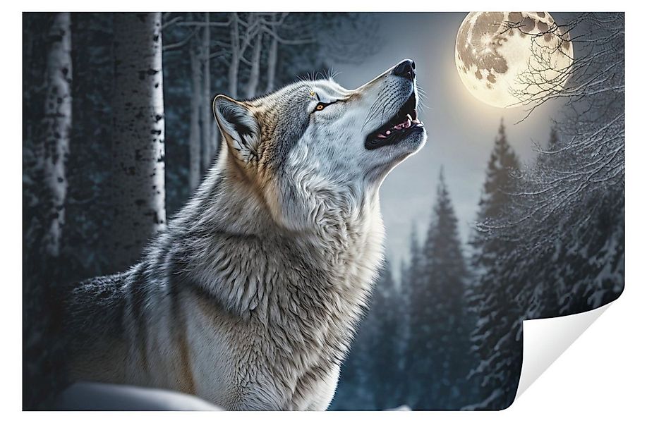 Wallarena Fototapete Wolf Tiere Wald Nacht Wohnzimmer Schlafzimmer Vlies Ta günstig online kaufen