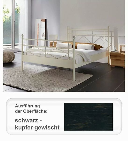 expendio Metallbett Vesna, 90 x 200 cm schwarz - kupfer gewischt günstig online kaufen