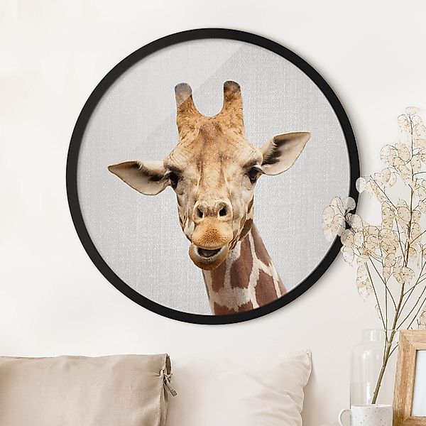 Rundes Bild mit Rahmen Giraffe Gundel günstig online kaufen