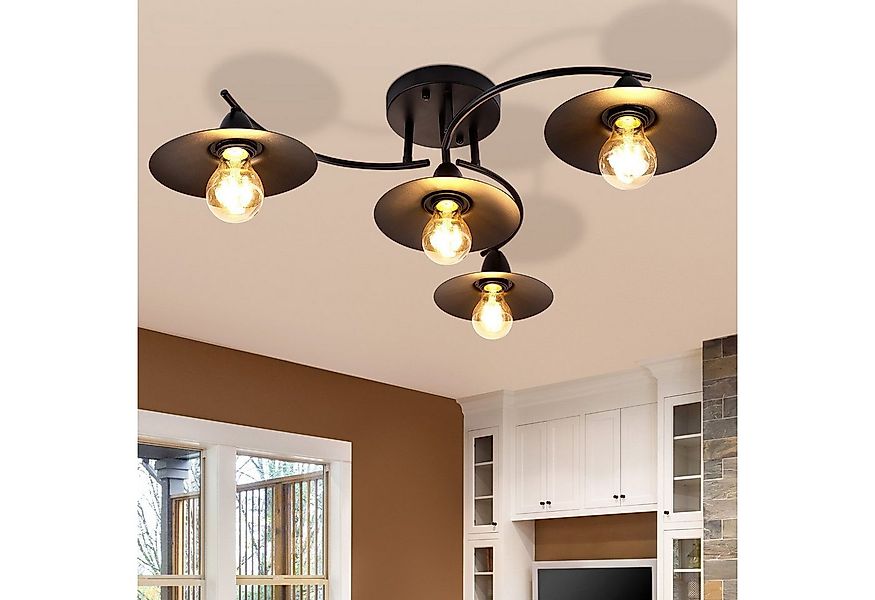 ZMH Deckenleuchten E27 Vintage Schwarz 4 Flammig Industriel Innen Schlaf Kü günstig online kaufen
