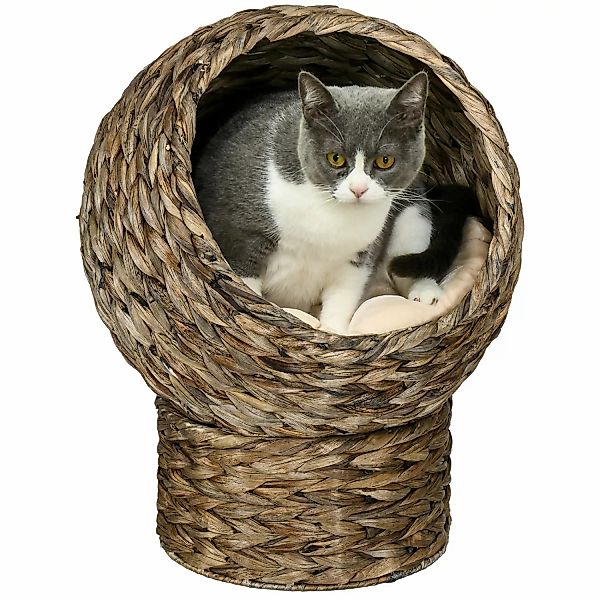 PawHut Tierhaus Katzenkorb aus Wasserhyazinthe, Katzenbett günstig online kaufen