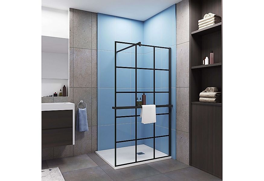 Duschparadies Walk-in-Dusche 200cm 8mm ESG Sicherheitsglas schwarz Stabilst günstig online kaufen