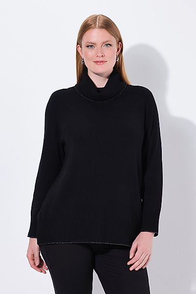 Ulla Popken Rollkragenpullover Pullover Glitzer-Rollkante A-Linie günstig online kaufen