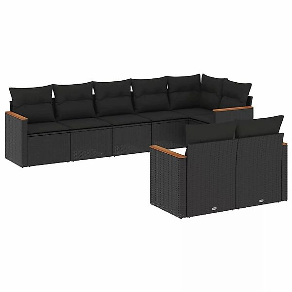 vidaXL 8-Tlg Garten-Sofagarnitur mit Kissen Schwarz Poly Rattan 3226146 günstig online kaufen