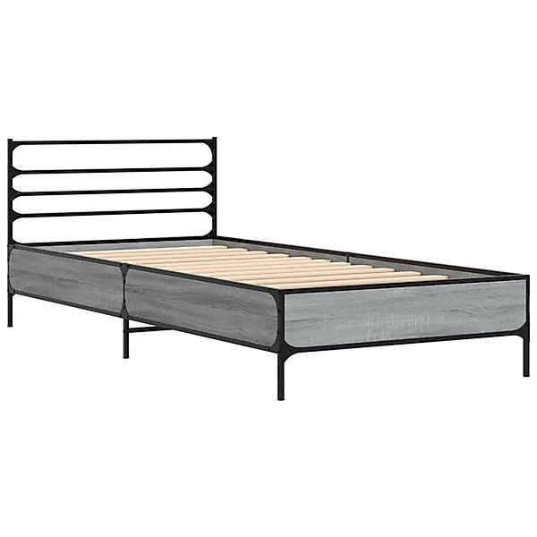 vidaXL Bettgestell Grau Sonoma 90x190 cm Holzwerkstoff und Metall 845630 günstig online kaufen