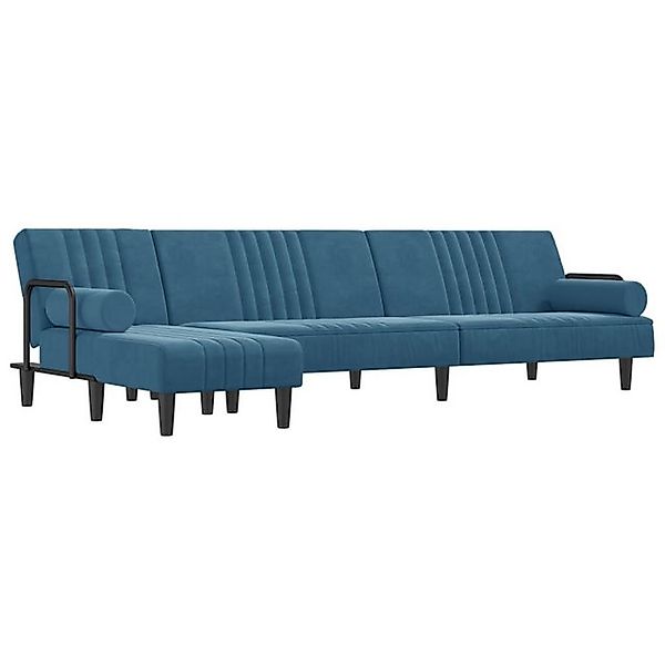 vidaXL Sofa Schlafsofa in L-Form Blau 260x140x70 cm Samt günstig online kaufen