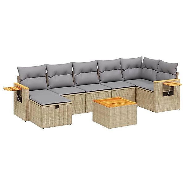 vidaXL 8-tlg Garten-Sofagarnitur mit Kissen Beige Poly Rattan Modell 182 günstig online kaufen