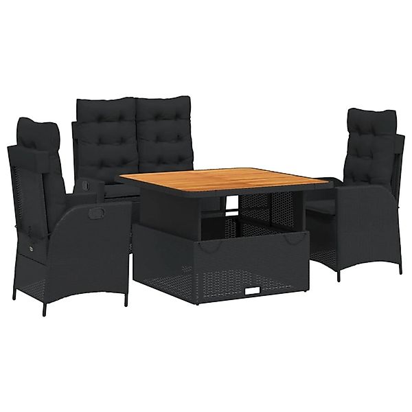 vidaXL 4-tlg Garten-Essgruppe mit Kissen Schwarz Poly Rattan Modell 5 günstig online kaufen