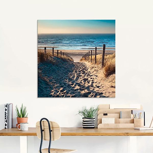 Artland Glasbild "Weg zum Nordseestrand Sonnenuntergang", Strand, (3 St.), günstig online kaufen