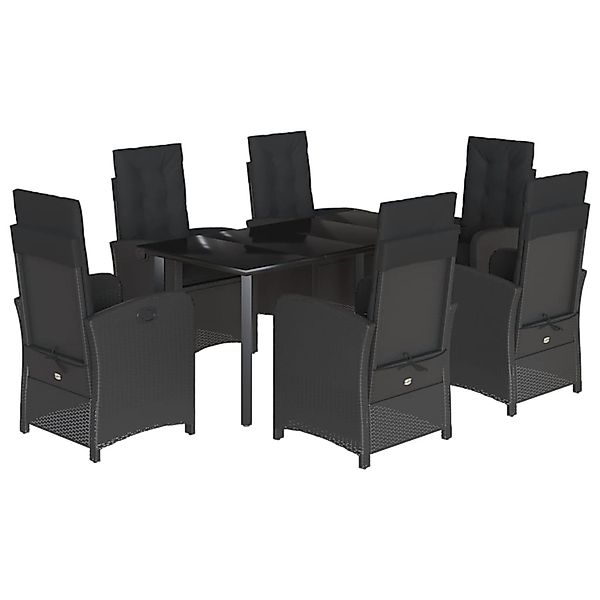 vidaXL 7-Tlg Garten-Essgruppe mit Kissen Schwarz Poly Rattan 3212325 günstig online kaufen