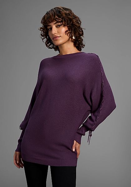 Laura Scott Fledermauspullover Übergangspullover mit femininen Schnürdetail günstig online kaufen