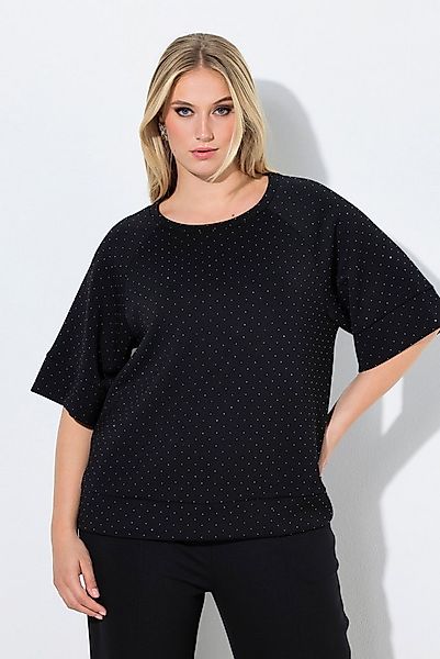 Ulla Popken Sweatshirt Sweatshirt Ziersteine Rundhals Halbarm Modalmix günstig online kaufen