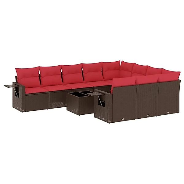 vidaXL 11-Tlg Gartensofa-Set mit Kissen Braun Polyrattan 3220703 günstig online kaufen