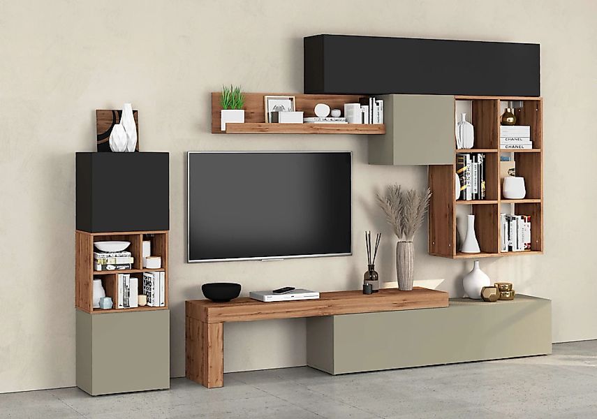 INOSIGN Wohnwand "Chronos Wohnwand, Medienwand, 8-er set", (Set, 8 St.), ca günstig online kaufen