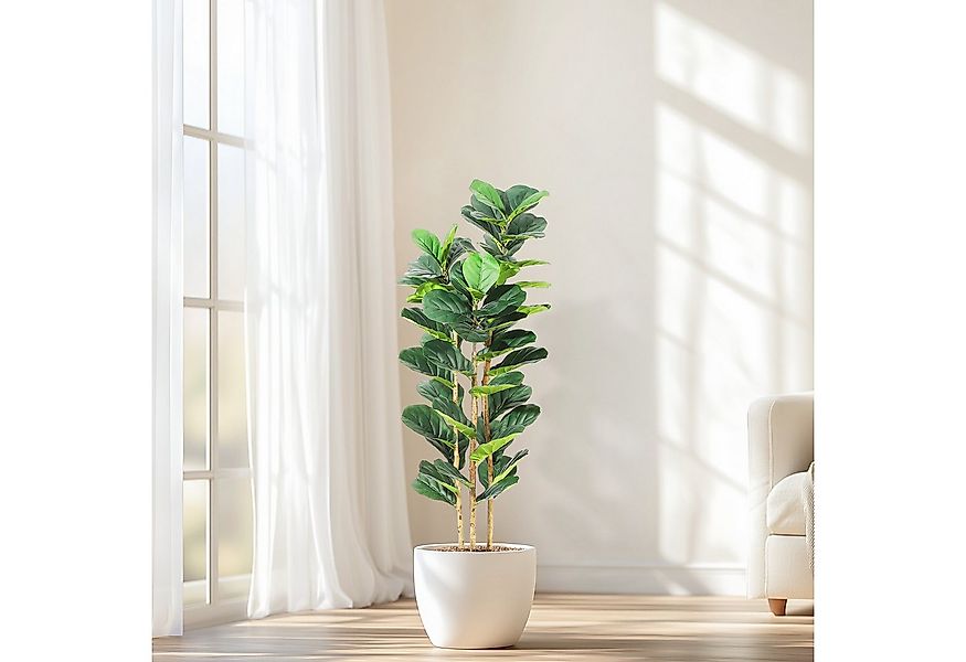 Kunstbaum Künstlicher Geigenblatt-Feigenbaum mit weißem Übertopf,1.5m Kunst günstig online kaufen