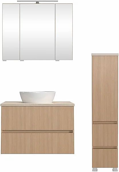 welltime Badmöbel-Set »EIXO, Set aus Spiegelschrank, Waschtisch und Midisch günstig online kaufen