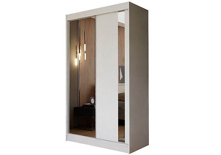 Beautysofa Schwebetürenschrank Gaja 120 cm (modernes 2-türig Schrank, weiß, günstig online kaufen