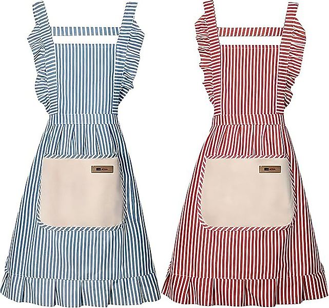 Kaket Kochschürze 2er-Set Baumwolle Gestreift mit Tasche, (Kochschürzen-Set günstig online kaufen