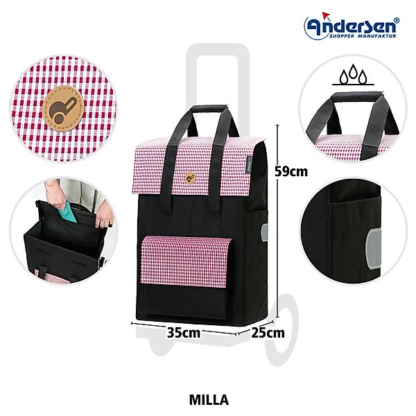 Andersen Einkaufstrolley Tasche Milla rot, wasserabweisend günstig online kaufen