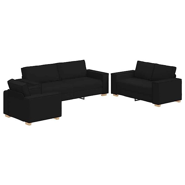 vidaXL Sofa-Set 3-Tlg Schwarz Leinenmischgewebe 3324611 günstig online kaufen