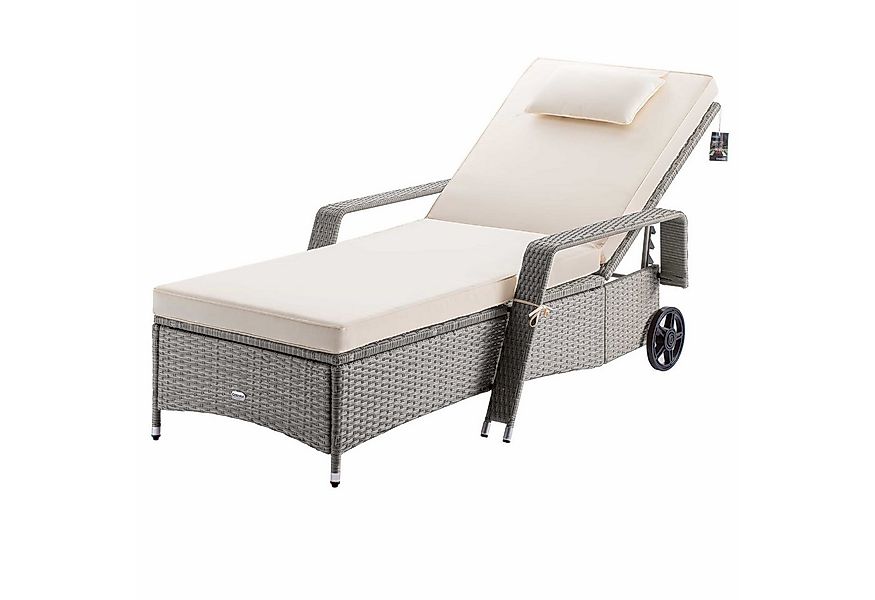 Casaria Gartenliege, 165kg Belastbar 7cm Auflage mit Rollen Sonnenliege 5fa günstig online kaufen