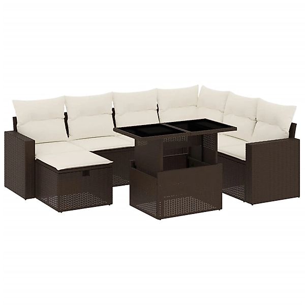 vidaXL 8-Tlg Garten-Sofagarnitur mit Kissen Braun Poly Rattan 3274843 günstig online kaufen