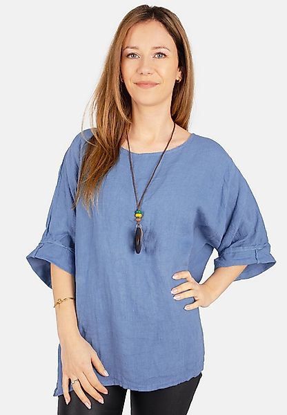 Seasons of April Kurzarmbluse Oversized Lina Weit geschnittene Leinenbluse günstig online kaufen