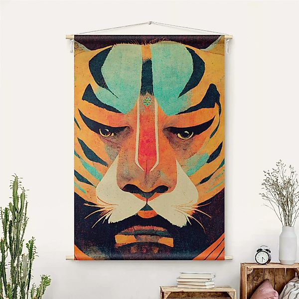 Wandteppich Bunte Tiger Illustration günstig online kaufen