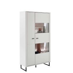 Kombi-Vitrine weiß modern 100 cm breit Bügelgestell aus Metall günstig online kaufen
