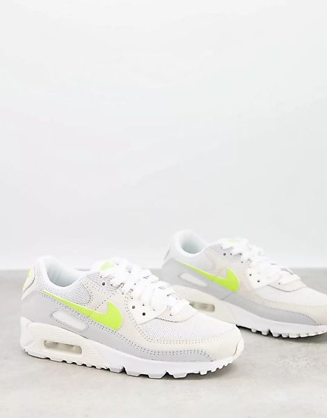 Nike – Air Max 90 – Sneaker in Weiß und Pastell-Zitronengelb günstig online kaufen