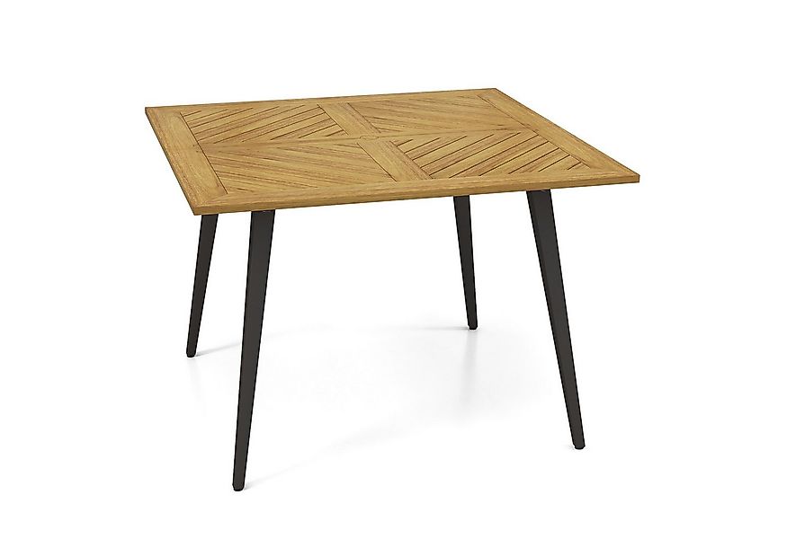 COSTWAY Gartentisch, Akazienholz mit Schirmloch, 107x107cm Balkontisch rech günstig online kaufen