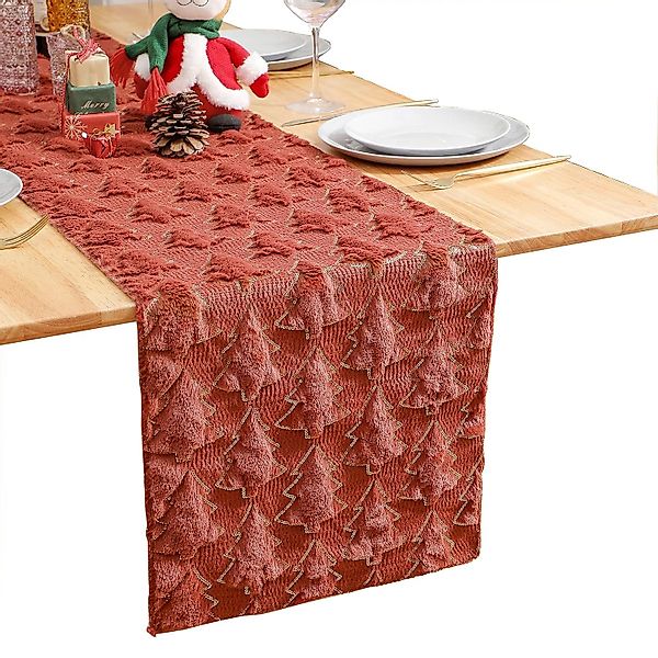 Kaket Tischläufer Weihnachten, Plüsch Gold Pailletten günstig online kaufen