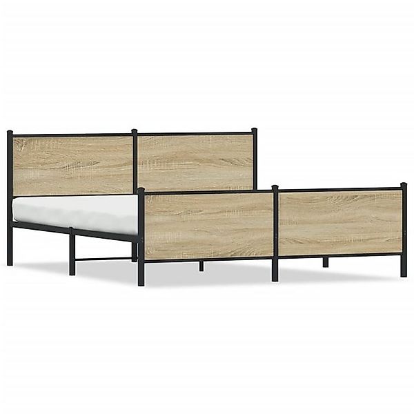 vidaXL Bett, Metallbett ohne Matratze Sonoma-Eiche 193x203 cm günstig online kaufen