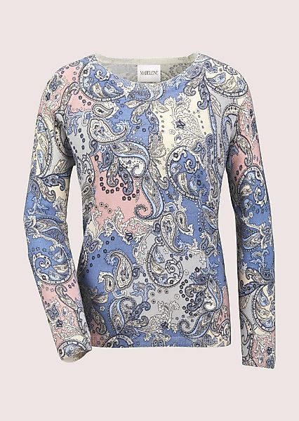 MADELEINE Longpullover "Strickpullover Eleganter Wollpullover mit Paisley-M günstig online kaufen