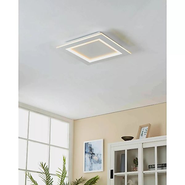 Eglo LED-Deckenleuchte Padrogiano-Z RGB 45 cm x 45 cm Weiß günstig online kaufen