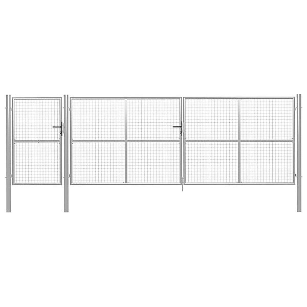 vidaXL Gartentor Stahl 500x150 cm Silbern 144355 günstig online kaufen