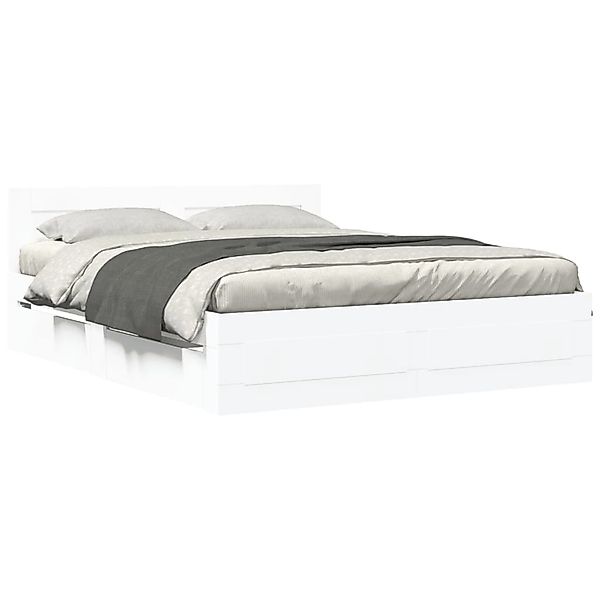 vidaXL Bettgestell mit Kopfteil ohne Matratze Weiß 160x200 cm 3295548 günstig online kaufen