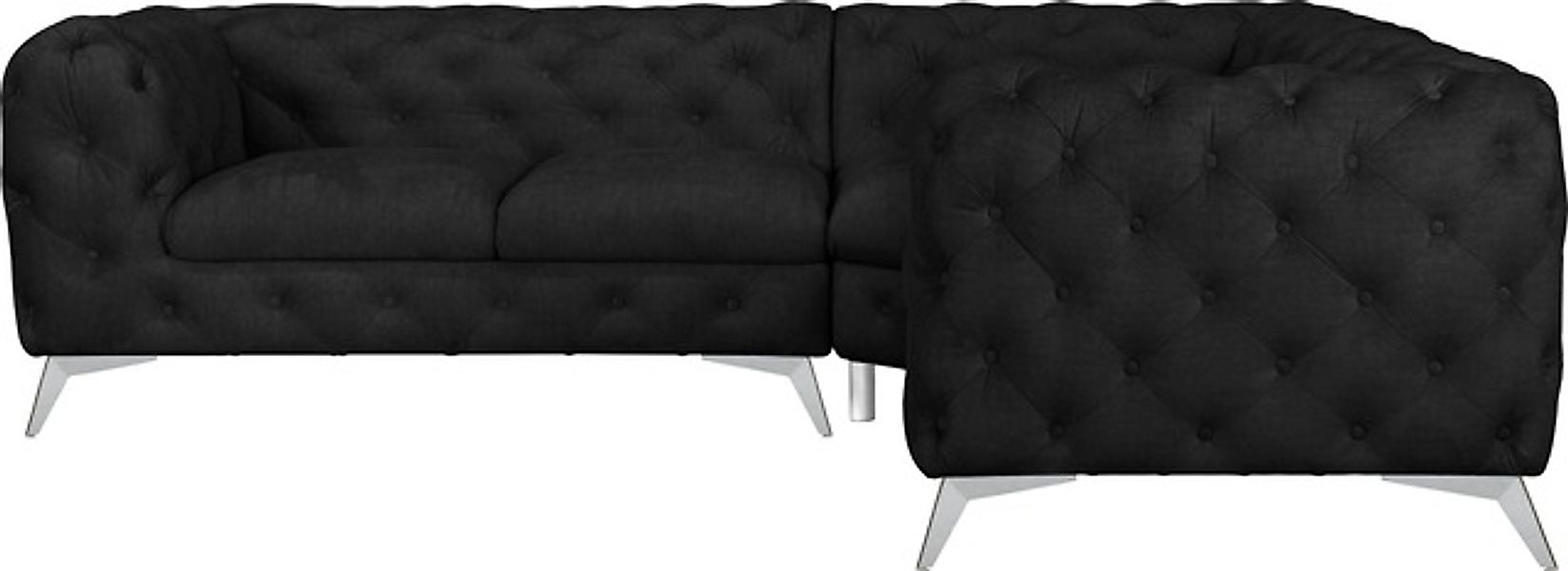 Leonique Chesterfield-Sofa »Ecksofa GLYNIS L-Form mit Wellenunterfederung, günstig online kaufen