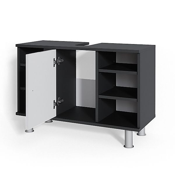 Vicco Waschbeckenunterschrank Fynn Weiß Hochglanz/Anthrazit 80 x 54 cm günstig online kaufen
