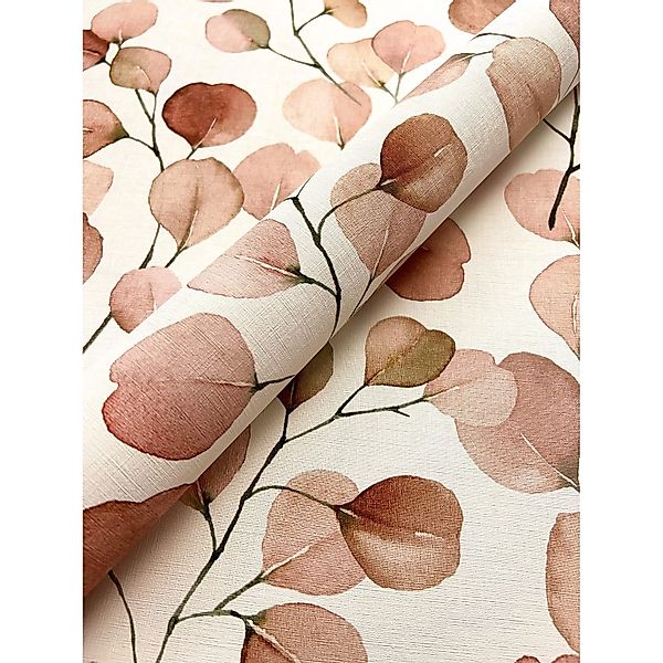 Newroom Vliestapete Leora Rot Eukalyptus Floral FSC® günstig online kaufen