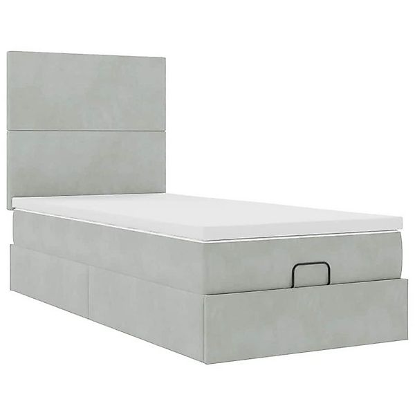 vidaXL Bett Ottoman-Bett mit Matratzen & LEDs Hellgrau 100x200 cm Samt günstig online kaufen