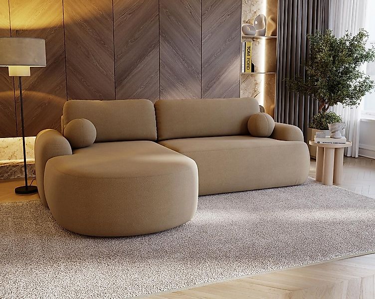 Compleo Ecksofa boucle mit breiter Ottomane OLIO, rundes Design, Exklusiv d günstig online kaufen