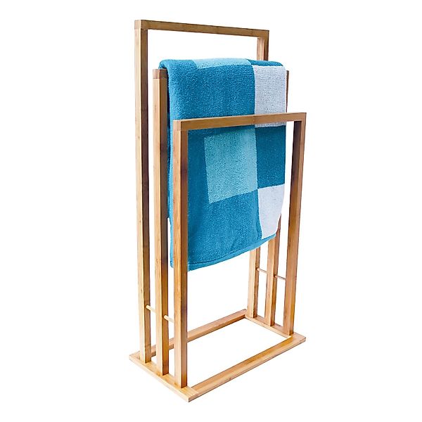 MSV Handtuchständer 3 Stangen 42 cm x 24 cm x 82 cm Bambus günstig online kaufen